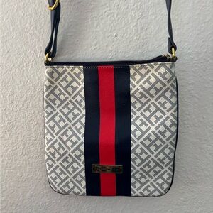 Tommy Hilfiger Blue and Red Patterned Crossbody Bag